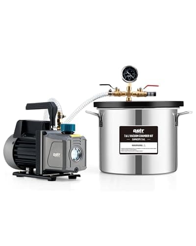 Image of ORION MOTOR TECH 7.6L Vacuum Chamber with Pump Kit, 3.5 cfm Vacuum Pump and Chamber Kit with Tempered Glass Lid 5 ft Hose, Vacuum Degassing Chamber Kit for Stabilizing Wood Degassing Silicone Resin
