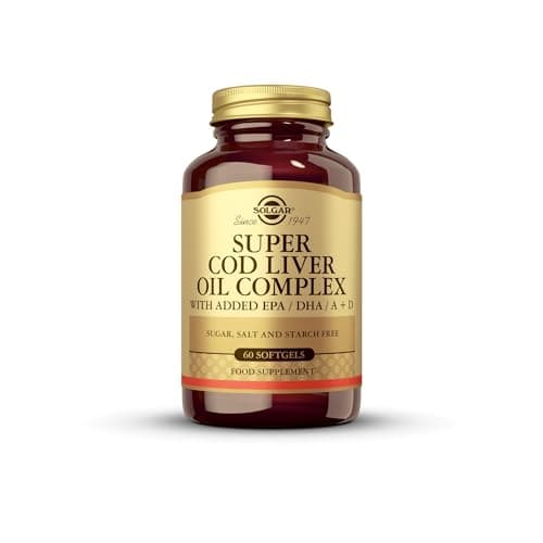 Image of Solgar Super Cod Liver Oil Complex Softgels - Pack of 60 - Essential Fatty Acids, Vitamin A & D - Brain, Vision and Heart Health Support