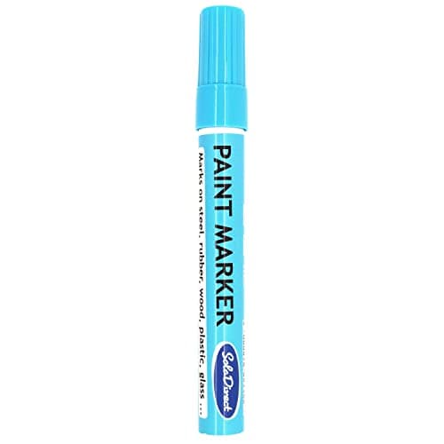 Image of SolaDirect Light Blue Permanent Marker Pen, Bullet Tip 2.5 mm Point, Oil Based Paint, Multi-Surface, Work on Stone, Leather, Fabric, Plastic, Rubber, Glass, Cardboard