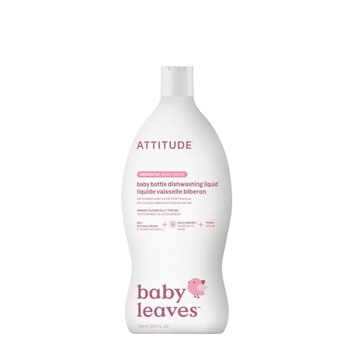 Image of ATTITUDE Washing Up Liquid and Bottle Cleaner for Baby, EWG Verified Washing Up Liquid, No Added Dyes or Fragrances, Tough on Milk Residue and Grease, Vegan, Unscented, 700 mL