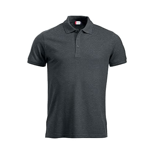 Image of CLIQUE - Men's Manhattan half sleeve polo shirt, in Polyester, button closure, sleeve edge with rib, side slits, slim-fit fit fit, Anthracite Melange, XS