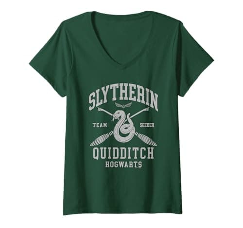 Image of Womens Harry Potter Slytherin Quidditch Arch V-Neck T-Shirt