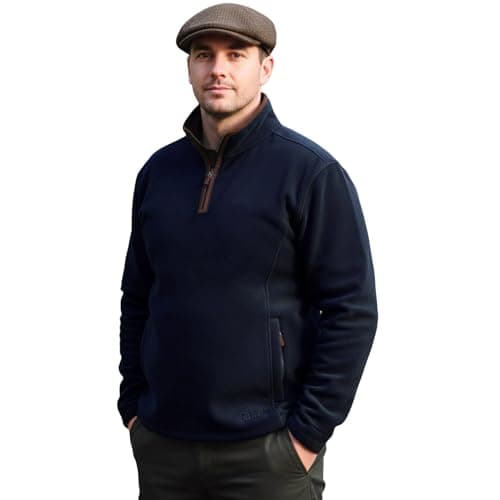 Image of Game Mens Stanton Fleece Pullover | Winter Warm Half Zip Jumper Navy