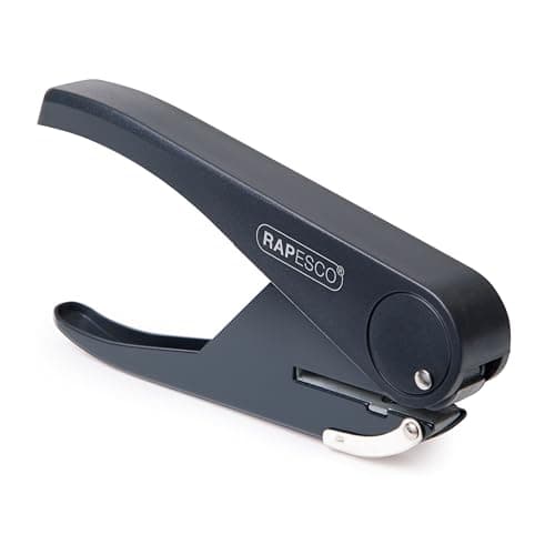 Image of Rapesco PF35A0G1 Sole Single Hole Paper Punch Plier, 23 Sheet Capacity, Black