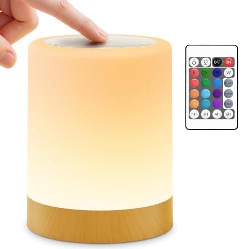 Image of Auxmir Night Light Touch Sensor for Kids Baby, LED Bedside Table Lamp 13 RGB Colors Changing, USB Rechargeable Remote Control Adjustable Dimmable Portable Lamp for Baby Bedroom Nursery Living Room