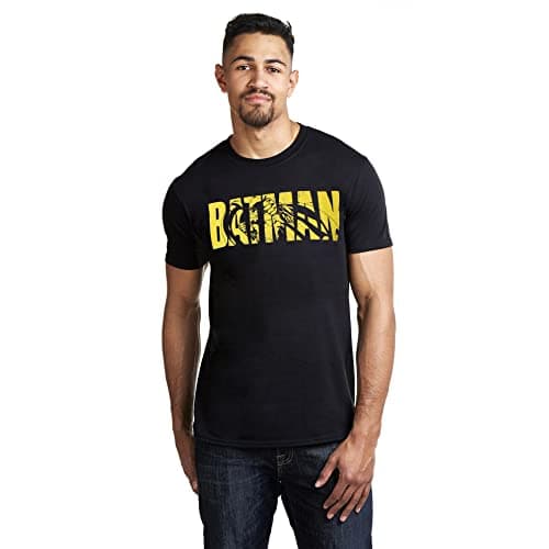 Image of DC Comics Men's Batman Text T Shirt, Black (Black Blk), S UK