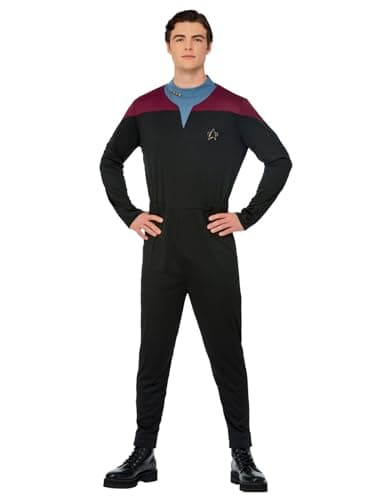 Image of Smiffys Star Trek Voyager Command Uniform Jumpsuit, Delta Badge & Rank Insignias, Officially Licensed Star Trek Fancy Dress, Adult Dress Up Costumes
