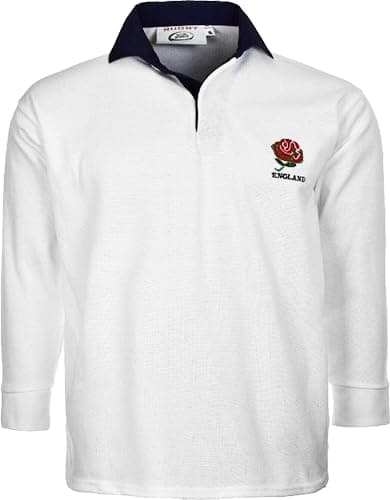 Image of New Model UK England Rugby Shirt Men’s Long Sleeve - Rugby Jersey for Fans (S to 5XL) (M, White)