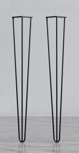 Image of Stormguard 3-Pin Steel Hairpin Legs, Set of 2, Modern Furniture Legs with Screws & Feet Protectors, Various Sizes & Colours Available (Black, 71cm)