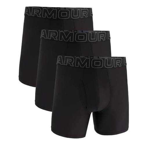 Image of Under Armour Men's 3-Pack Performance Tech Mesh Boxer Brief, 6" Inseam – Breathable, Moisture Wicking, Soft Touch, All-Day Comfort, Black, L