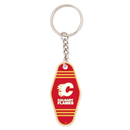 Image of Desert Cactus Calgary Flames Keychain NHL National Hockey League Car Keys Holder (Acrylic Keychain - Motel)
