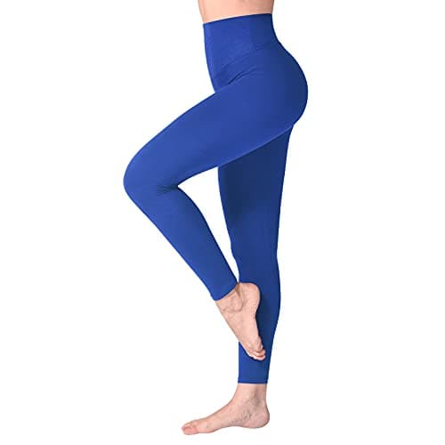 Image of SINOPHANT High Waisted Leggings for Women, Buttery Soft Elastic Opaque Tummy Control Leggings, Plus Size Workout Gym Yoga(Royal blue1,S-M)