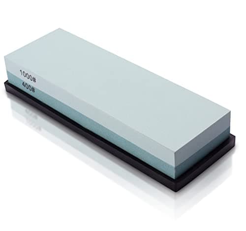 Image of MIDO Professional Abrasive Kitchen Knife Sharpening Stone 400/1000 Grits Whetstone Sharpening Stone with Non-Slip Rubber Base for Kitchen, Hunting, and Pocket Knives or Blades
