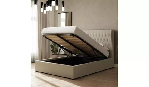 Image of GFW Dakota Kingsize Fabric End Lift Ottoman Bed - Natural