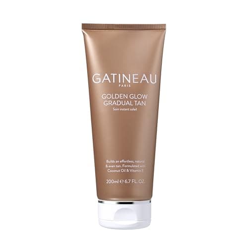 Image of GATINEAU Golden Glow Gradual Tan - 200ml, Self Tan Lotion + 2 in 1 Body Moisturiser, Quick Dry Easy Application, Coconut Oil & Vitamin E, Buildable Natural Tan, Dermatologist Tested & Cruelty Free