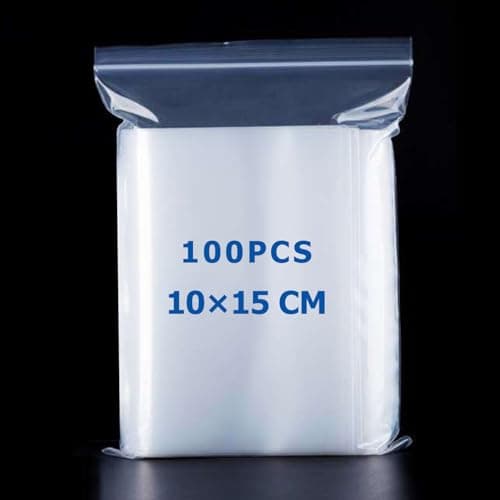 Image of 10x15cm Resealable Plastic Bags, 100 Small Plastic Bags, Poly Grip Seal Bag, Transparent Sealed Bag Thickening, small baggies for Jewelry Storage, Candies, Coins, Medicine, Snacks, Seeds