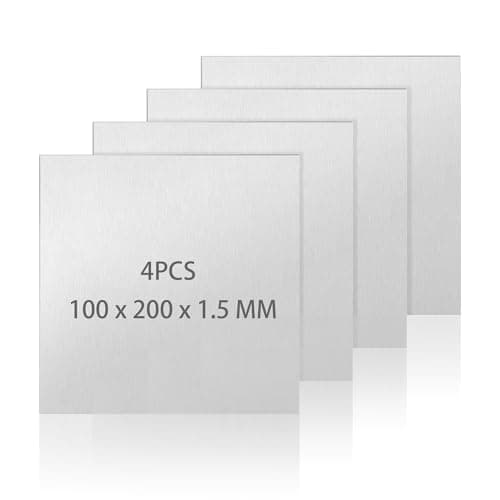 Image of Aramanara 4 Pcs 304 Stainless Steel Sheets, 100 x 200 x 1.5 mm Stainless Steel Shim Plates, Stainless Steel Metal Sheets for Kitchen DIY Craft Making Industry Machinery