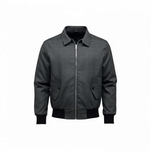Image of Fashion Force New Men's 'Prince of Wales' Check Harrington Jacket Coat Classic Retro MOD (UK, Alpha, L, Regular, Regular, Dark Grey)