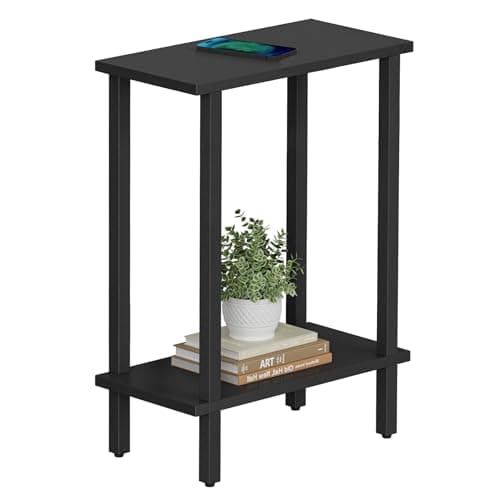 Image of TUTOTAK Small Side Table, Narrow End Table, Skinny Sofa Table, Slim Nightstand, Living Room, Bed Room, Black TB01BK062EU