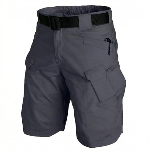 Image of Mens Cargo Shorts, Golf Shorts Mens, Men Outdoor Hiking Short with Zip Pockets, Lightweight, Quick Dry, Waterproof, for Casual Golf Work Tactical Fishing with 10 Pockets (No Belt, M, Dark Grey)