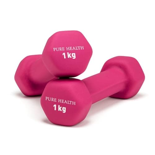 Image of Neoprene Dumbbell Hand Weights Pair Home Exercise for Women Men Arm Pilates Dumbbells in 1kg 1.5kg 2kg 3kg 4kg 5kg 8kg 10kg Set (Pink (1KG, Pair))