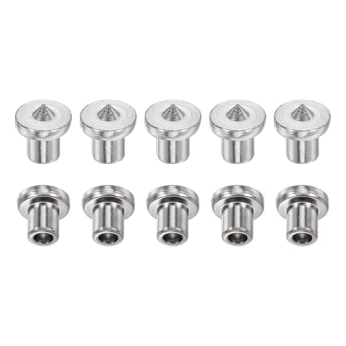 Image of sourcing map 10Pcs Hollow Dowels Tenon Center Transfer Plugs, 1/4 Inch (6mm) Dowel Centering Pins, Drilling Hole Tool with Sharp Point for Woodworking Tool Accessories, Silver