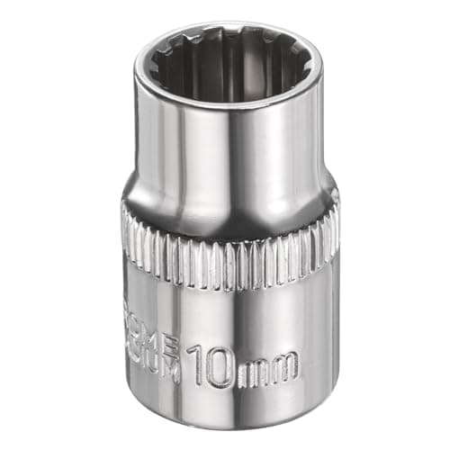Image of sourcing map 12 Points Socket 3/8" Drive 10mm Metric Shallow Impact Socket Cr-V Steel Chrome Plating Flip Sleeve Nut Driver Wrench for Home Auto Nuts Bolts Repair