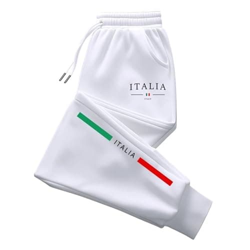 Image of Generisch Sports Trousers Men's Long Tracksuit Bottoms Italy Flag Print Outdoor Jogging Bottoms High Waist with Lacing Men's Trousers Large Size Comfortable Windproof Outdoor Trousers Winter Trousers