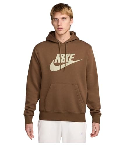 Image of Nike mens Club Pull-over Fleece Hoodie, Mosswood Brown/Mosswood Brown/Light Khaki, L