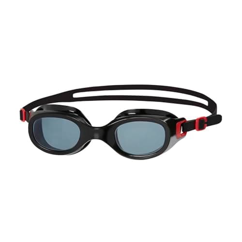 Image of Speedo Unisex-Adult Futura Classic Swimming Goggles | Anti-fog | Anti-leak Goggles, Lava Red/Smoke, One Size