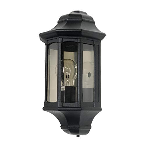 Image of Outdoor IP44-1 Bulb Half Lantern Wall Light - Sconce - Black - LED E27 60W Bulb - Outside - External - Exterior