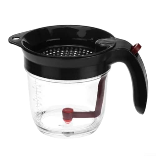 Image of Gravy Fat Separator Jug, Fat Separator with Bottom Release, Plastic, 4-Cup Grease Oil Separator for Cooking with Lid