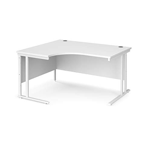 Image of Mr Office Maestro 25 left hand ergonomic desk - white cantilever leg, White, 1400