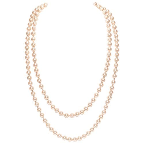 Image of BABEYOND Gatsby Long Knot Pearl Necklace 1920s Flapper Imitation Pearls Necklace Champagne