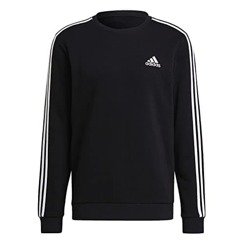 Image of adidas Men's Essentials 3-Stripes Fleece Sweatshirt, Black/White, XL