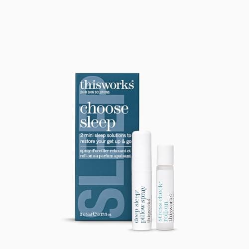 Image of This Works Choose Sleep Gift Set - Travel Size Kit with Soothing Duo of Deep Sleep Pillow Spray and Stress Check Roll On for Relaxation - Self Care and Sleep Gifts for Women