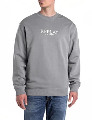 Image of Replay Men's regular fit cotton sweatshirt, 214 Dim Grey, M