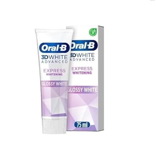 Image of Oral B Toothpaste 75 ml, 3D White Advanced Glossy White Mint, 3DWhite Advanced Express Whitening Toothpaste with whitening Technology, Whitens by Removing Surface Stains, Pack of 3