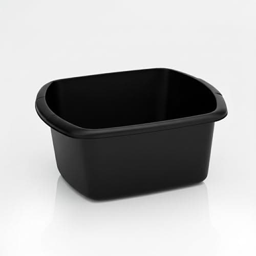 Image of besto Washing Up Bowl for Sink | 9 Liter Large Rectangle Kitchen Sink Bowls | Black Wash Up Basin Bowl for Kitchen Sinks