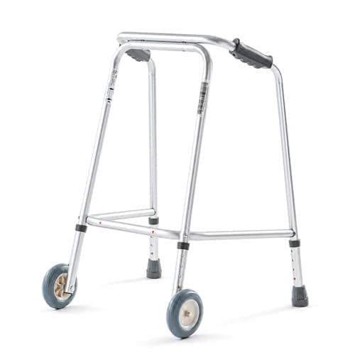 Image of The Helping Hand Company - Ultra Lightweight Walking Frame with Wheels - Adjustable Height Aluminium Walker for Seniors, Elderly & Adults - Durable Folding Mobility Aid for Balance & Support (Large)