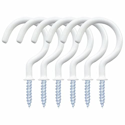 Image of 20PCS Cup Hook Metal Ceiling Hooks Multipurpose Vinyl Coated Screw-in Wall Hooks for Hanging Plants, Cups,Kitchen Hooks, Utensils, Lights and Stuff Great for Indoor & Outdoor Use (White, 25mm)