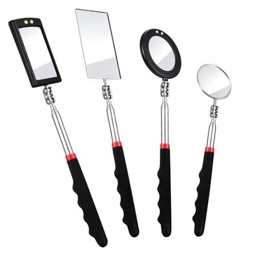 Image of se7enseason 4-in-1 Professional Telescopic Inspection Mirror with LED Light for Mechanics, Dentists, Car Maintenance & Small Parts Observation (360° Rotating, Dental Mirror & Car Mirror Design)