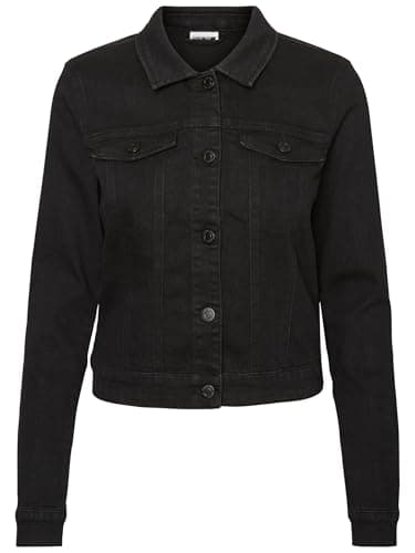 Image of NOISY MAY Women's Nmdebra L/s Wash Denim Jacket Noos, Black (Black Black), 32R (Size: X-Large)