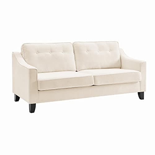 Image of Cherry Tree Furniture Harper Slope Arm Woven Fabric Sofa (Beige, 3-Seater)