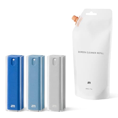 Image of am Screen Cleaner with 200ml Refill for iPhone 15 & iPhone 14 – Premium Microfibre Cleaning Cloth for Smudge-Free Displays – For Smartphones, Tablets & Laptops – Compact & Durable Design, Blue