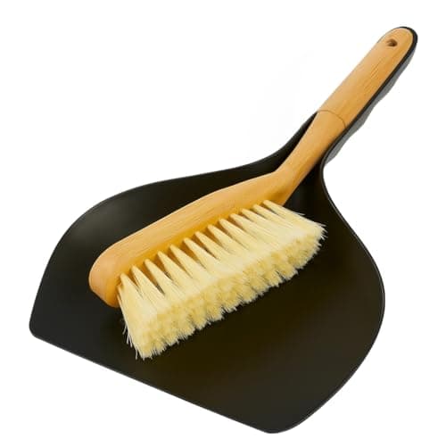 Image of BEST HOUSE | Bamboo Dustpan & Brush Set | Eco Friendly | Sturdy Bamboo Handle | Kitchen and Household Cleaning