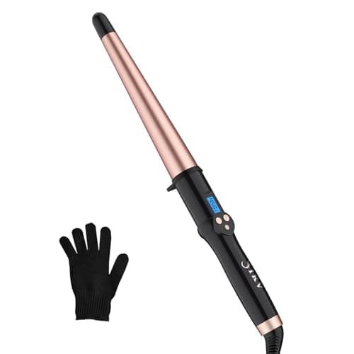 Image of Hair Curling Wand Iron for Long Hair,19-32mm Tapered Curling Wand Dual Voltage,Ceramic Hair Curler with LCD Display, Glove Include