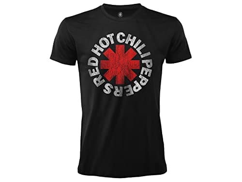 Image of Red Hot Chili Peppers T-Shirt Logo Rock Music Official Black Cotton Unisex Adult Boy (M)