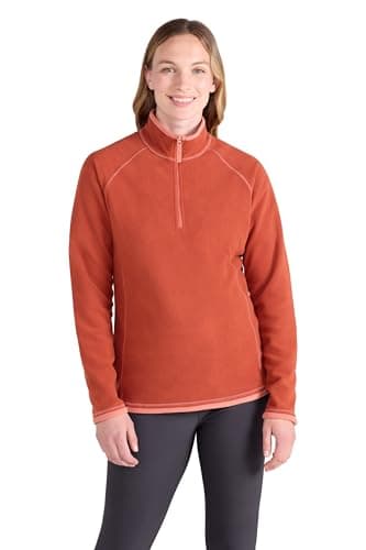 Image of Mountain Warehouse Montana Womens Microfleece - Breathable Ladies Sweater, Quick Drying Pullover, Warm Fleece Jacket, Half Zip - Spring Summer, Travelling Burnt Orange Women's Size 12