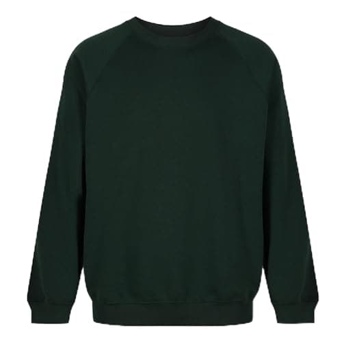 Image of Trutex Kids Bottle Green School Sweatshirt – Crew Neck Cotton-Rich Standard Fit School Uniform Jumper for Boys and Girls – Ages 15